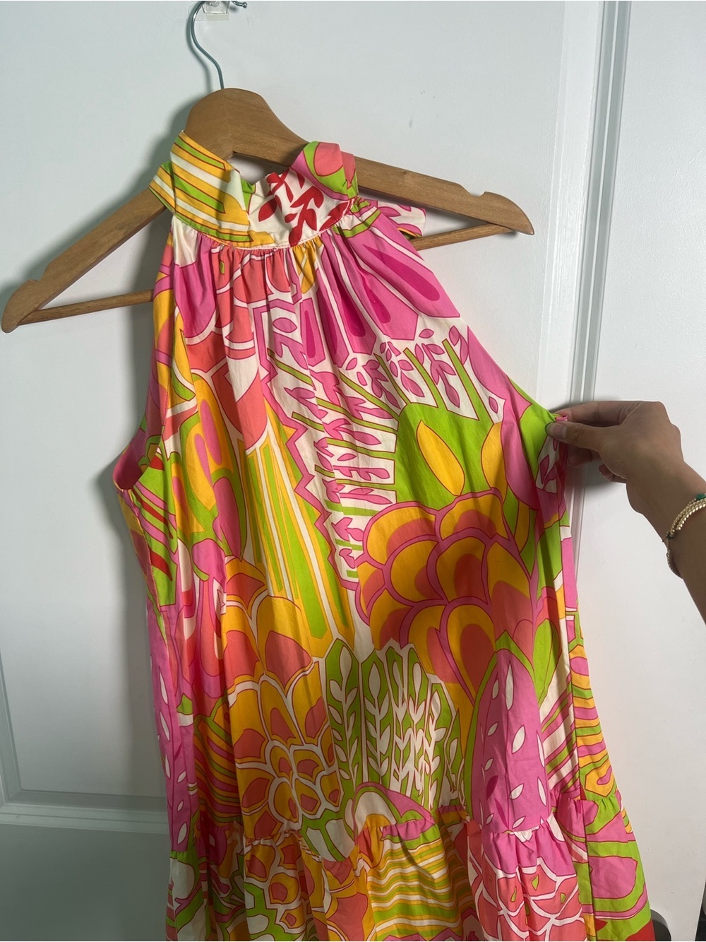 Flora Bea NYC Bow Dress Floral Print Summer Vacation Size Small Cotton - Picture 2 of 5